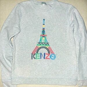 Kenzo Grey Flocked Eiffel Tower Motif Sweatshirt S​